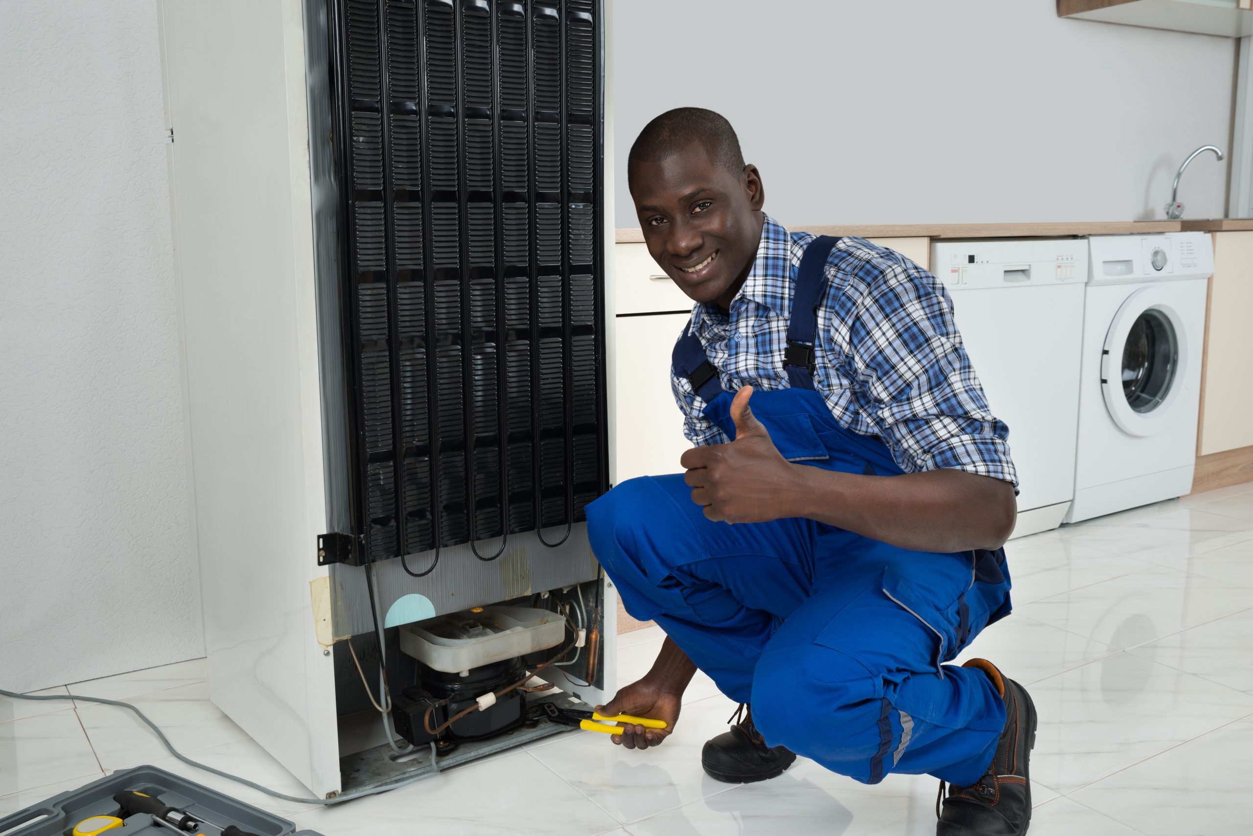 Technician Fixing Refrigerator
